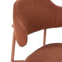 Lot de 4 Chaises vintage en métal avec assise et dossier en tissu chiné terracotta - LADERI
