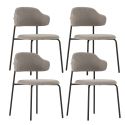 Lot de 4 Chaises vintage en métal avec assise et dossier en tissu chiné taupe - LADERI