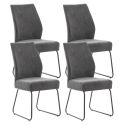 Lot de 4 chaises en velours côtelé et pieds en métal laqué coloris gris anthracite - ALIAN
