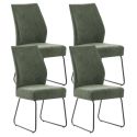 Lot de 4 chaises en velours côtelé et pieds en métal laqué coloris vert - ALIAN