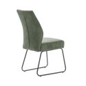 Lot de 4 chaises en velours côtelé et pieds en métal laqué coloris vert - ALIAN