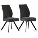 Lot de 2 chaises en velours côtelé et pieds en métal laqué noir coloris anthracite - BANIL