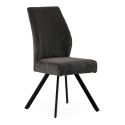 Lot de 2 chaises en velours côtelé et pieds en métal laqué noir coloris anthracite - BANIL