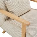 Fauteuil en velours côtelé beige vintage avec accoudoirs et pieds en chêne naturel - BONIFACE