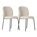 Lot de 2 chaises en tissu polyester doux beige et pieds en métal laqué noir - DARRIS