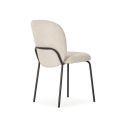 Lot de 2 chaises en tissu polyester doux beige et pieds en métal laqué noir - DARRIS