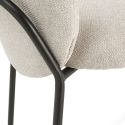 Lot de 2 chaises en tissu polyester doux beige et pieds en métal laqué noir - DARRIS