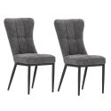 Lot de 2 chaises en tissu polyester doux gris et pieds en métal laqué noir - DAMYAN