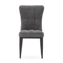 Lot de 2 chaises en tissu polyester doux gris et pieds en métal laqué noir - DAMYAN