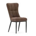 Lot de 2 chaises en tissu polyester doux chocolat et pieds en métal laqué noir - DAMYAN