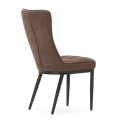 Lot de 2 chaises en tissu polyester doux chocolat et pieds en métal laqué noir - DAMYAN