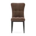 Lot de 2 chaises en tissu polyester doux chocolat et pieds en métal laqué noir - DAMYAN