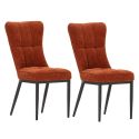 Lot de 2 chaises en tissu polyester doux terracotta et pieds en métal laqué noir - DAMYAN