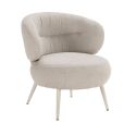 Fauteuil lounge en tissu polyester doux et pieds en métal laqué coloris beige - LIVONE