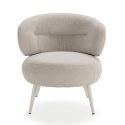 Fauteuil lounge en tissu polyester doux et pieds en métal laqué coloris beige - LIVONE