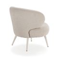 Fauteuil lounge en tissu polyester doux et pieds en métal laqué coloris beige - LIVONE