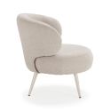 Fauteuil lounge en tissu polyester doux et pieds en métal laqué coloris beige - LIVONE
