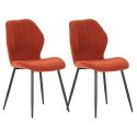 Lot de 2 chaises en tissu polyester maillé brique et pieds en métal laqué noir - MALDI