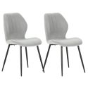 Lot de 2 chaises en tissu polyester maillé gris clair et pieds en métal laqué noir - MALDI