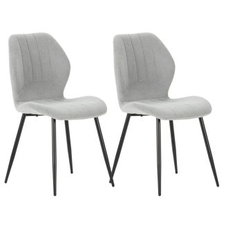 Lot de 2 chaises en tissu polyester maillé gris clair et pieds en métal laqué noir - MALDI