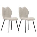 Lot de 2 chaises en tissu polyester maillé beige avec poignée et pieds en métal laqué noir - MILDA