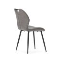Lot de 2 chaises en tissu polyester maillé gris avec poignée et pieds en métal laqué noir - MILDA