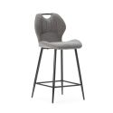 Lot de 2 tabourets de bar en tissu polyester maillé gris avec poignée et pieds en métal laqué noir - MILDA