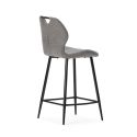 Lot de 2 tabourets de bar en tissu polyester maillé gris avec poignée et pieds en métal laqué noir - MILDA