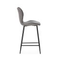 Lot de 2 tabourets de bar en tissu polyester maillé gris avec poignée et pieds en métal laqué noir - MILDA