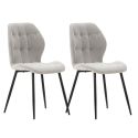 Lot de 2 chaises en tissu polyester maillé gris clair et pieds en métal laqué noir - NALCY