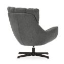 Fauteuil pivotant grand confort en tissu chenillé gris piètement métal laqué noir - LINETTE