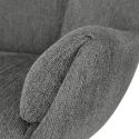 Fauteuil pivotant grand confort en tissu chenillé gris piètement métal laqué noir - LINETTE