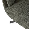 Fauteuil pivotant grand confort en tissu chenillé vert piètement métal laqué noir - LINETTE