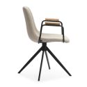 Lot de 2 chaises pivotantes en tissu maillé beige avec piètement métal laqué noir et accoudoirs - THALIA