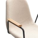 Lot de 2 chaises pivotantes en tissu maillé beige avec piètement métal laqué noir et accoudoirs - THALIA