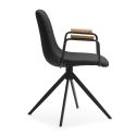 Lot de 2 chaises pivotantes en tissu maillé noir avec piètement métal laqué noir et accoudoirs - THALIA