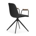 Lot de 2 chaises pivotantes en tissu maillé noir avec piètement métal laqué noir et accoudoirs - THALIA