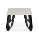 Table basse design rectangulaire avec plateau céramique imitation marbre blanc pied métal noir architectural- LEILA