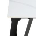 Table basse design rectangulaire avec plateau céramique imitation marbre blanc pied métal noir architectural- LEILA
