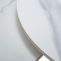 Ensemble de 2 tables basses plateaux céramique imitation marbre blanc pied central en métal - REYLI