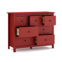 Commode 7 tiroirs en pin massif laqué rouge bordeaux - MYSIA