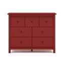 Commode 7 tiroirs en pin massif laqué rouge bordeaux - MYSIA