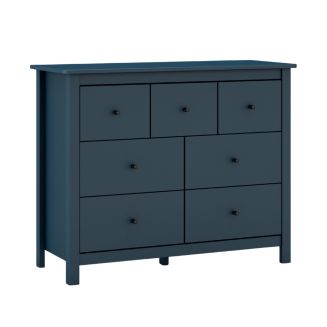 Commode 7 tiroirs en pin massif laqué bleu marine - MYSIA