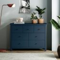 Commode 7 tiroirs en pin massif laqué bleu marine - MYSIA