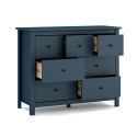 Commode 7 tiroirs en pin massif laqué bleu marine - MYSIA