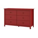 Commode 6 tiroirs en pin massif laqué rouge bordeaux - MYSIA