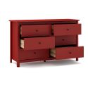Commode 6 tiroirs en pin massif laqué rouge bordeaux - MYSIA