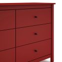 Commode 6 tiroirs en pin massif laqué rouge bordeaux - MYSIA