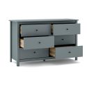Commode 6 tiroirs en pin massif laqué vert céladon - MYSIA