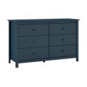 Commode 6 tiroirs en pin massif laqué bleu marine - MYSIA